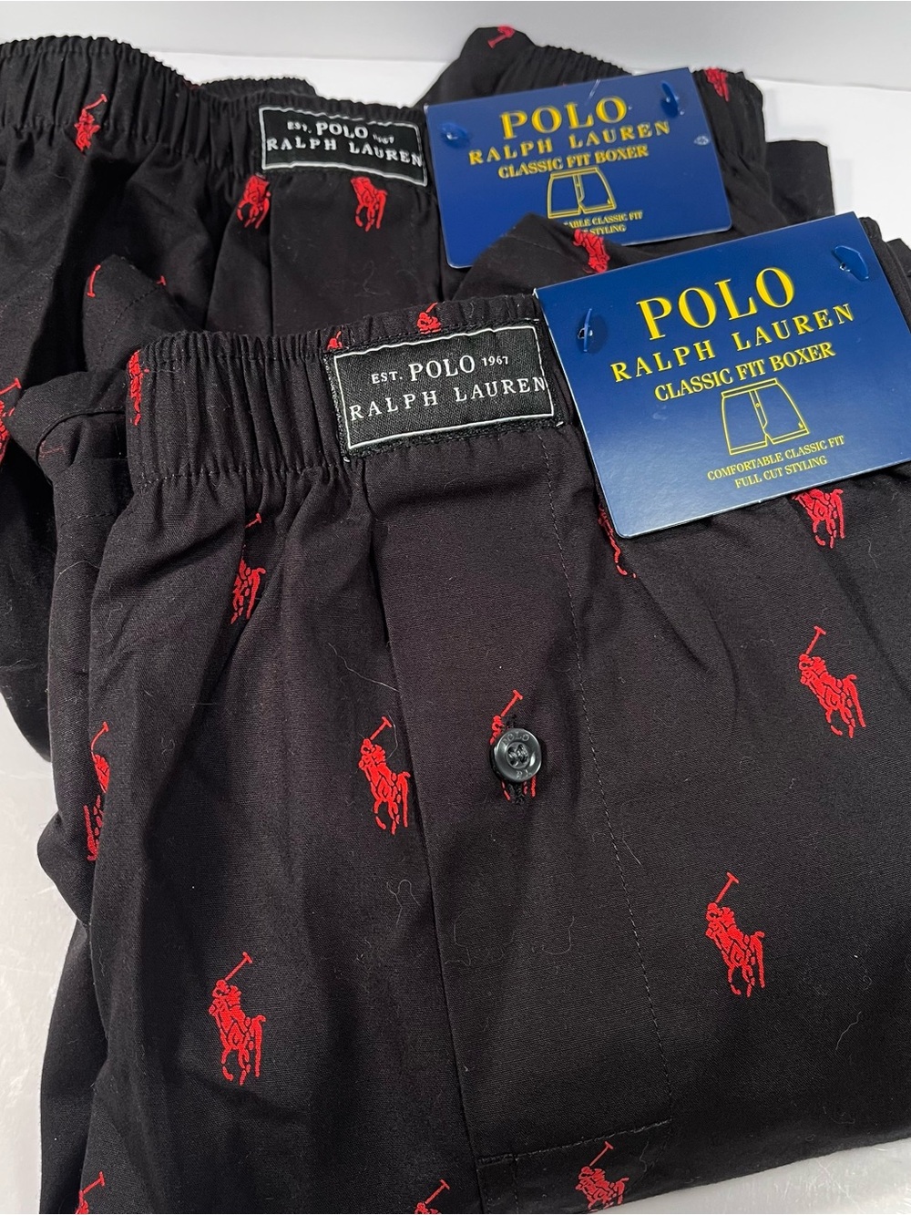 Polo by Ralph Lauren Black Boxers with Red Pony Embroidery 2pair